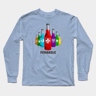 Zombie Perks in Triangle Perkaholic on Light Blue Long Sleeve T-Shirt